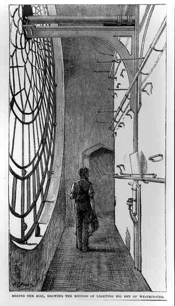 Behind the Dial, Showing the Method of Lighting Big Ben of Westminster by English School